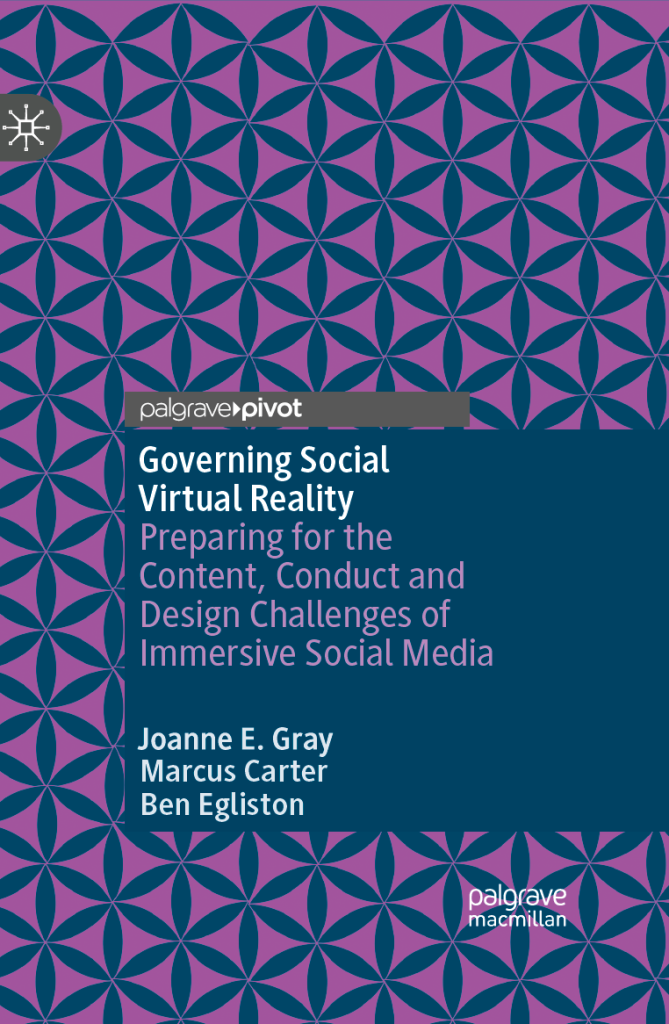 Cover of Governing Social Virtual Reality Book.